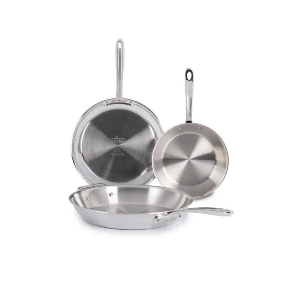 All Clad Stainless Steel 3 Piece Skillet Set